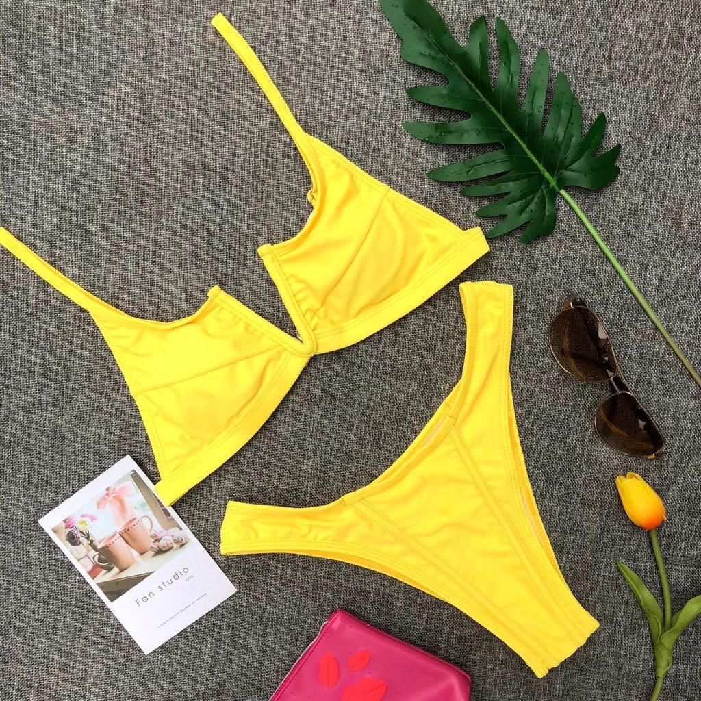 push up yellow bikini