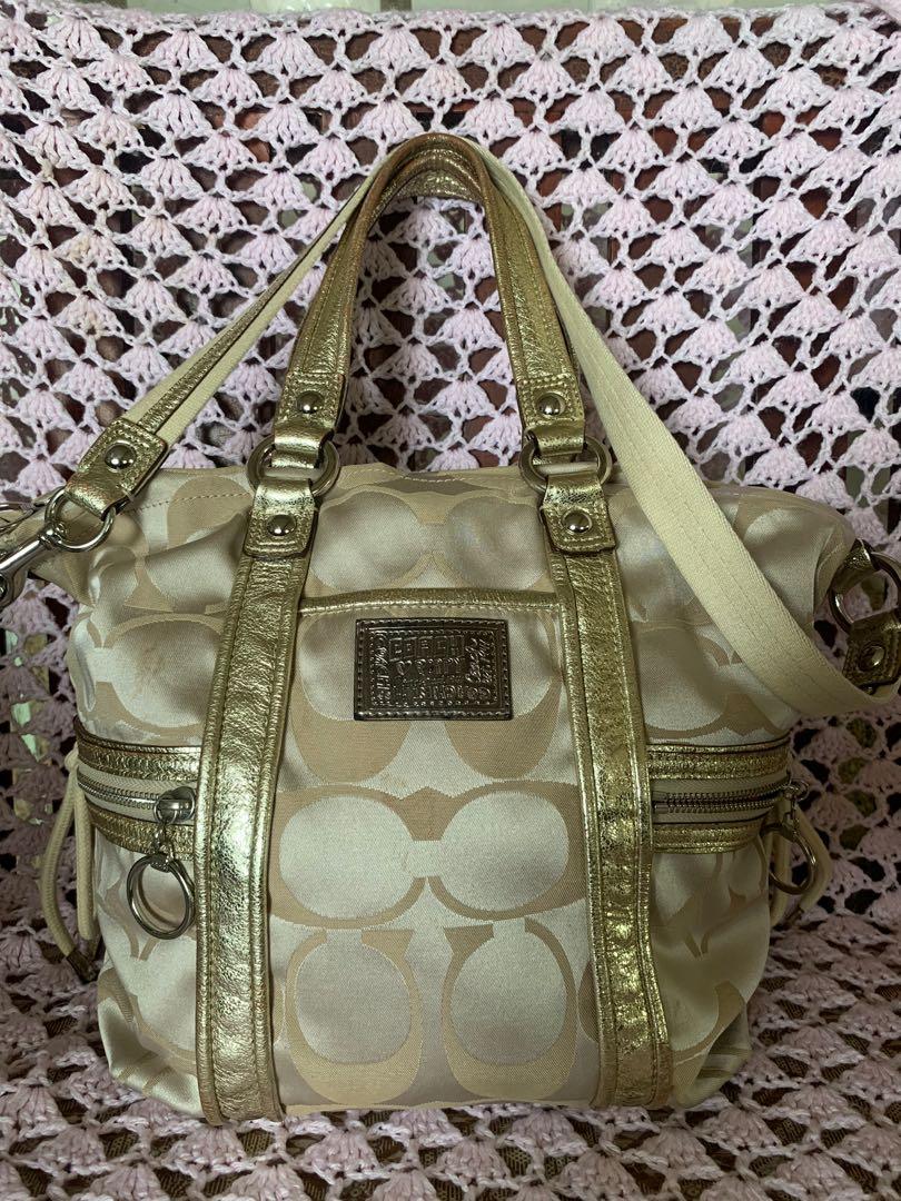 Original Coach poppy gold sateen bag Women s Fashion Bags Wallets Cross body Bags on Carousell