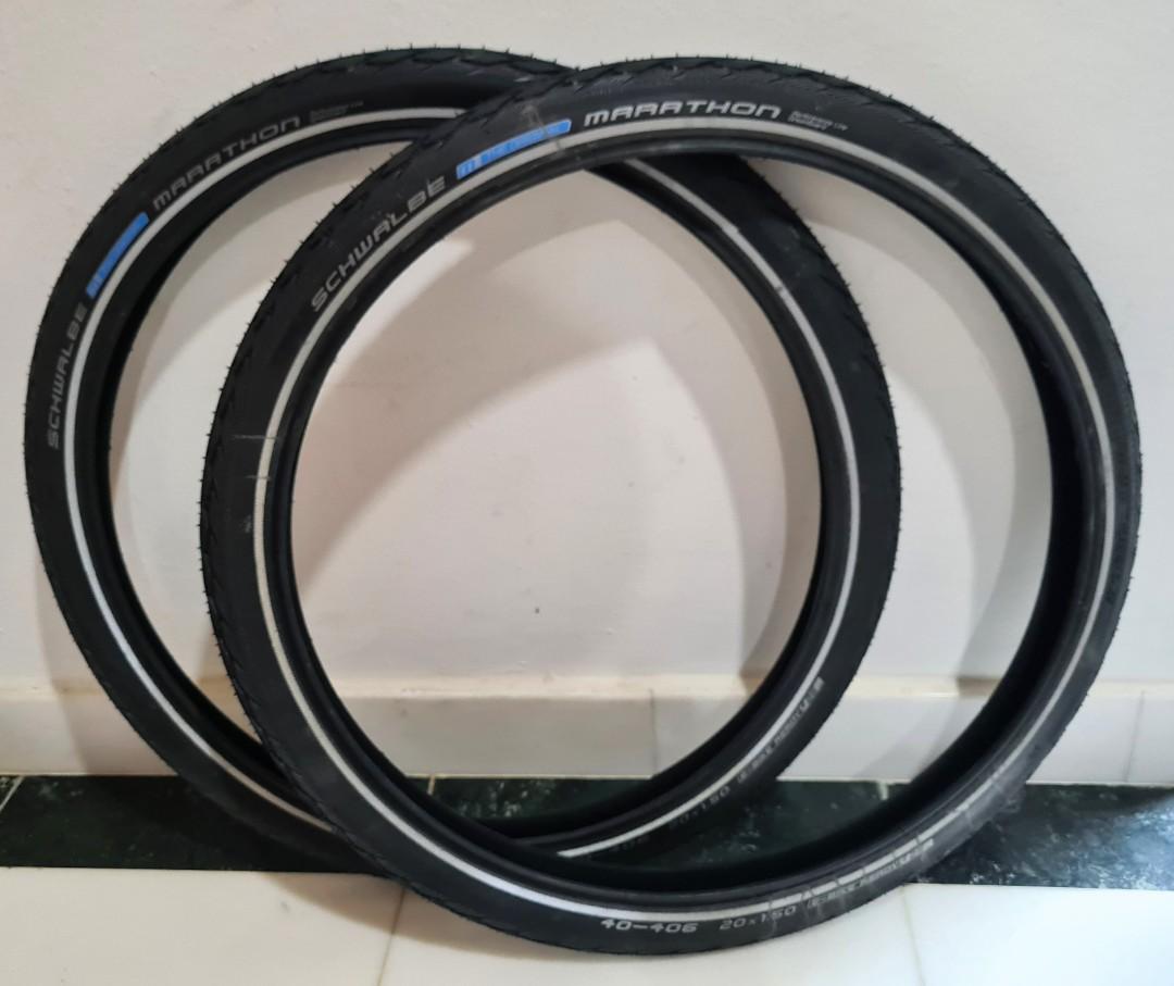 PAIR Schwalbe Marathon 20 x 1.75 Greenguard Puncture Resistant Bike Cycle TYRES PAIR Schwalbe Marathon 20 x 1.75 Greenguard Puncture Resistant Bike Cycle TYRES