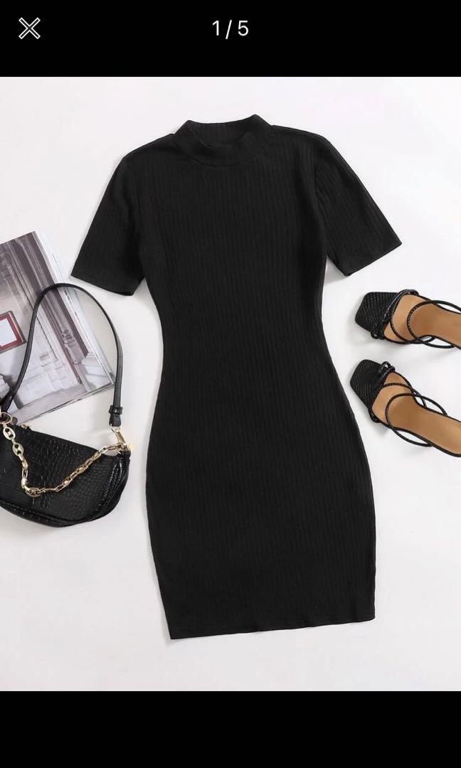 shein black bodycon dress