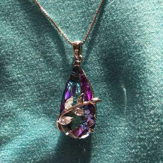 Silver Tone Swarovski Crystal Pendant Necklace