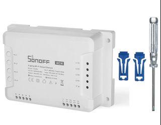 SONOFF 4CH R3 4-gang Wi-Fi DIY Smart Switch 4 Way Home Automation Switch Module Compatible with Alexa Google Home