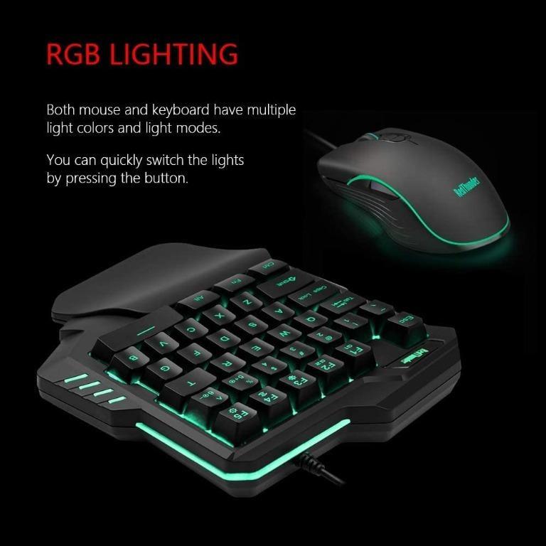 T1052 RedThunder One-Handed RGB Gaming Keyboard and Mouse Combo, 35 Keys  Mini Gaming Keypad, 6400 DPI Programmable Mouse, Portable Game Controller  for PC PS4 Xbox Gamer, Computers & Tech, Parts & Accessories