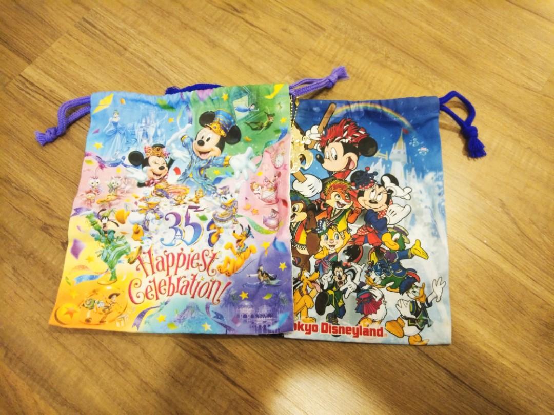 Tokyo Disneyland 35th Happiest Celebration Anniversary Disney Summer Festival ディズニー夏祭り 12 Drawstring Bag Bundle Women S Fashion Bags Wallets On Carousell