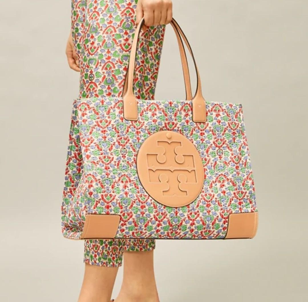 Tory Burch Ella Floral Quilted Tote, Women's Fashion, Bags