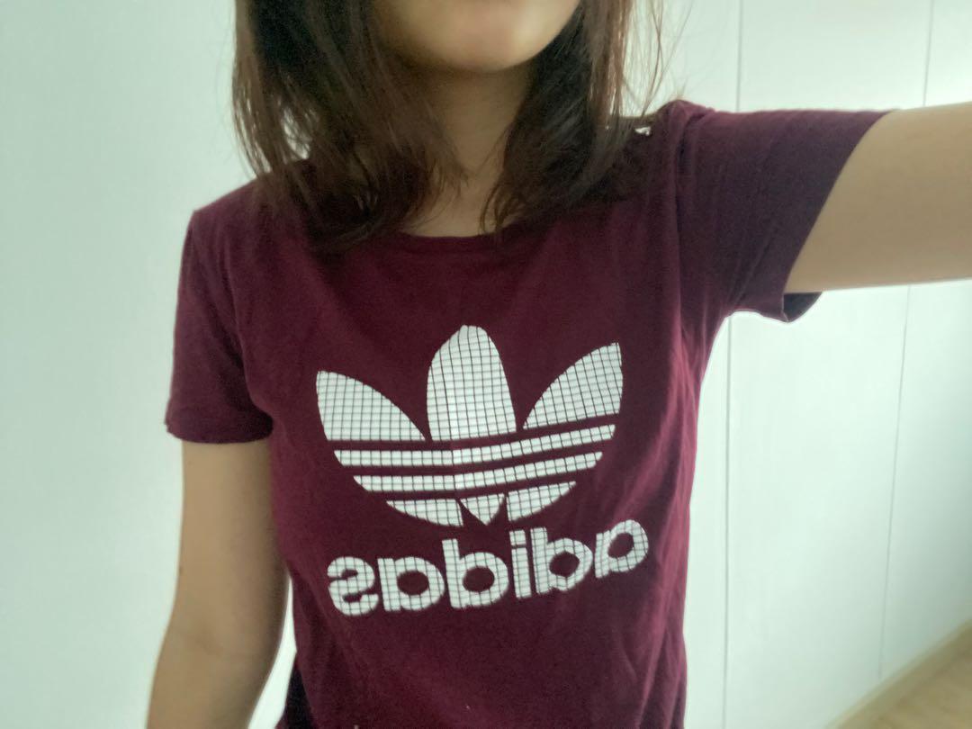 adidas maroon top womens