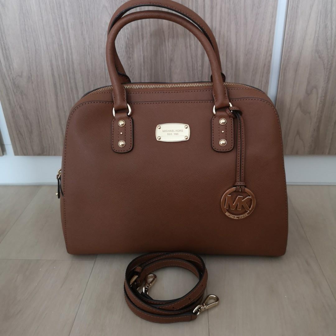 michael kors brown leather satchel