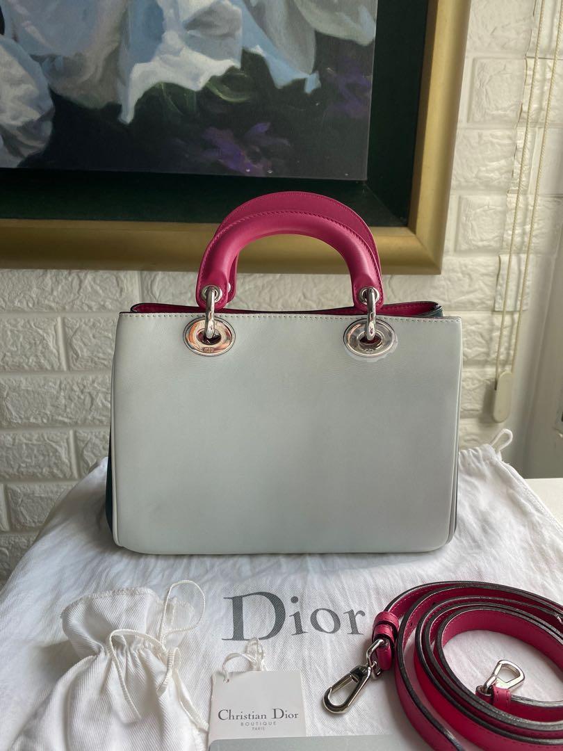 Authentic Christian Dior Diorissimo Mini Celeste Leather Bag (Category: Luxury Bags & Wallets) located in Makati City. Submitted by cindiorella (Listing ID 1063339635, Image 3). Description: 100% guaranteed authentic W/ complete inclusions (dust bag, authenticity card, care card/booklet, tag & shoulder strap) In excellent condition 😻😻💖 the most beautiful bag ever! 😍 .