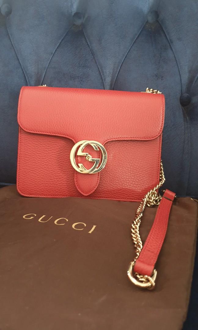 Gucci Dollar Small Interlocking G Shoulder Bag Red 