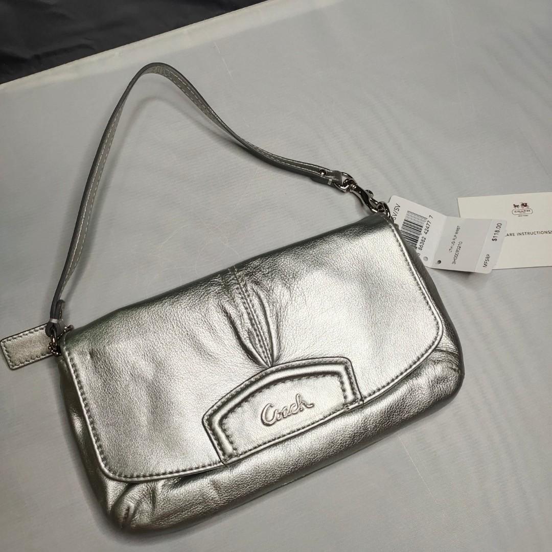 Coach large leather wristlet clearance