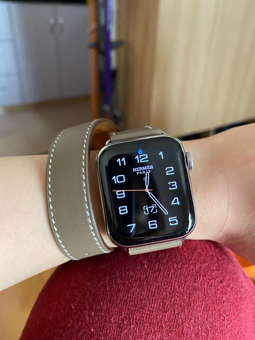 Band only - Apple Watch Hermès 40mm Etoupe Swift Leather Double