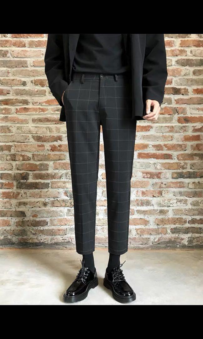 Urban Outfitters Mens Black Red Plaid Pants Size S Elastic Waist Drawstring   eBay