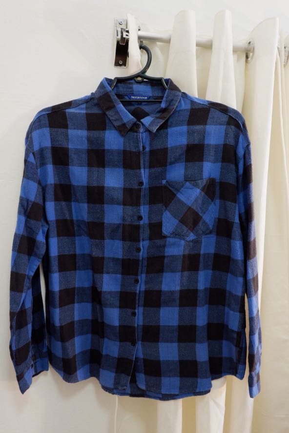Blue checkered shop polo