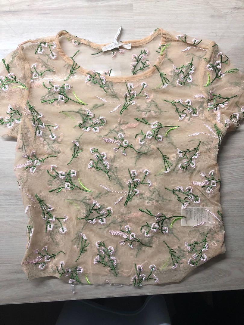 floral mesh crop top