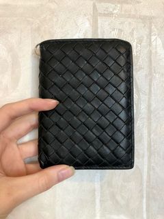 Bottega Veneta (BV) intrecciato bi-fold black leather flap wallet purse男裝 女裝 黑色編織皮銀包 短直款64245340922242110