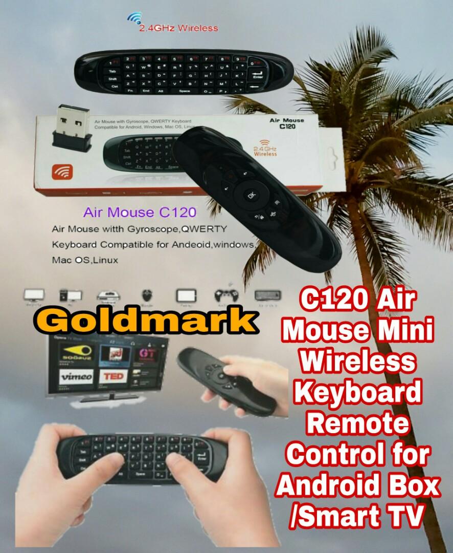 C120 Air Mouse Mini Wireless Keyboard Remote Control for Android Box /Smart TV (Category: Computer Keyboard) located in Manila. Submitted by emil_online_shop (Listing ID 1063507015, Image 1). Description: C120 Air Mouse Mini Wireless Keyboard Remote Control for Android Box /Smart TV Description: This product is a remote controller with the function of mouse, keyboard and multimedia android control. It can provide people a unique and capable tool 