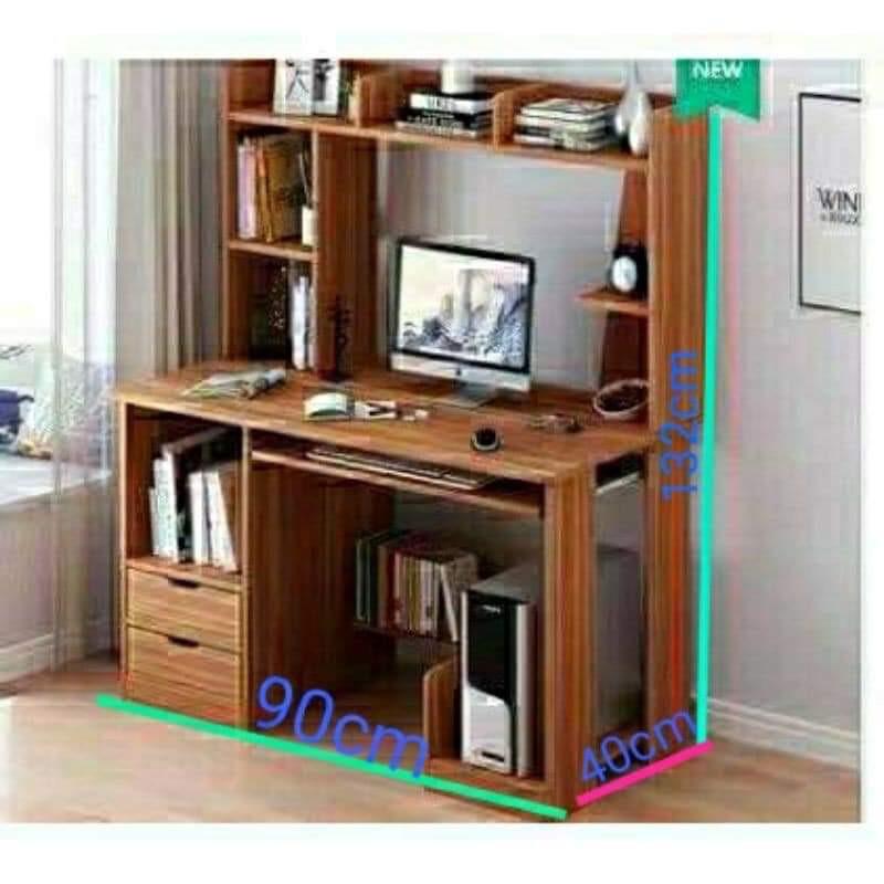 Computer desktop table with shelf and drawer wooden minimalist design ...