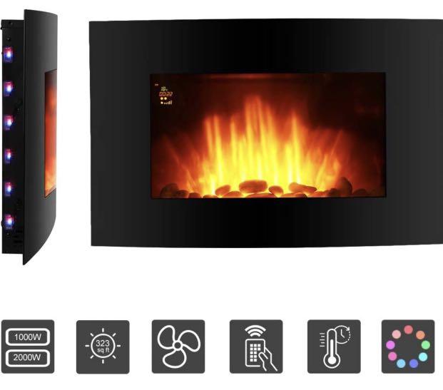 Finether 2000w Modern Wall Mounted Electric Fireplace Heater Tv Home Appliances Kitchen Other On Carou Wall Mounted Electric Fireplace Heater, Finether Modern Wall Mounted Electric Fireplace Heater