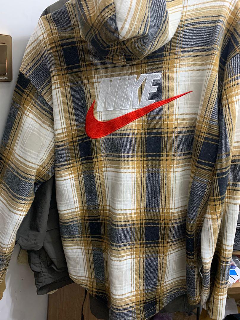Fw18 supreme x Nike plaid hooded sweatshirt size Xs, 男裝, 外套及