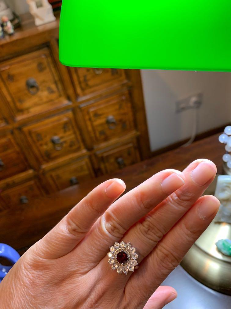 Garnet and top white topaz ring