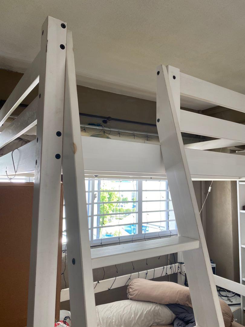Ikea Stora Loft Bed White Stained, Furniture & Home Living, Furniture, Bed Frames & Mattresses