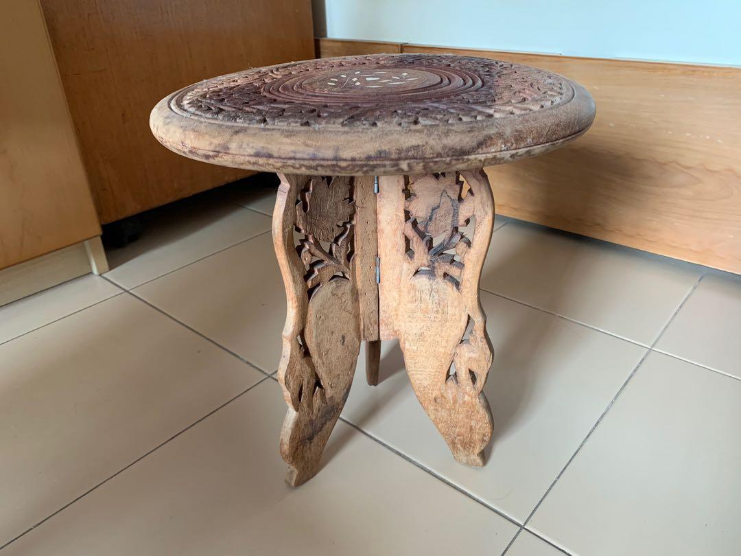 Indonesian Balinese style low wood table, Furniture & Home Living