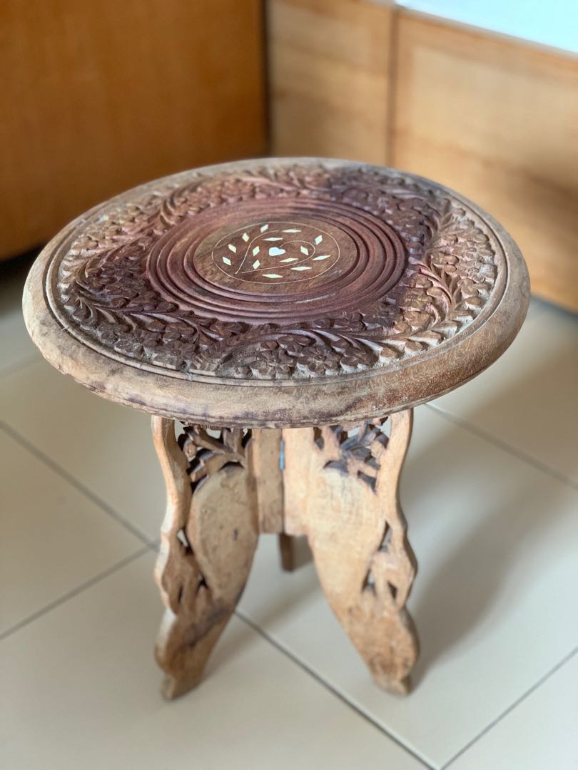 Indonesian Balinese style low wood table, Furniture & Home Living