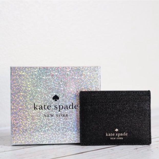 Kate Spade Lola Glitter Boxed Small Slim Card Holder in Black, Women's  Fashion, Bags & Wallets, Purses & Pouches on Carousell
