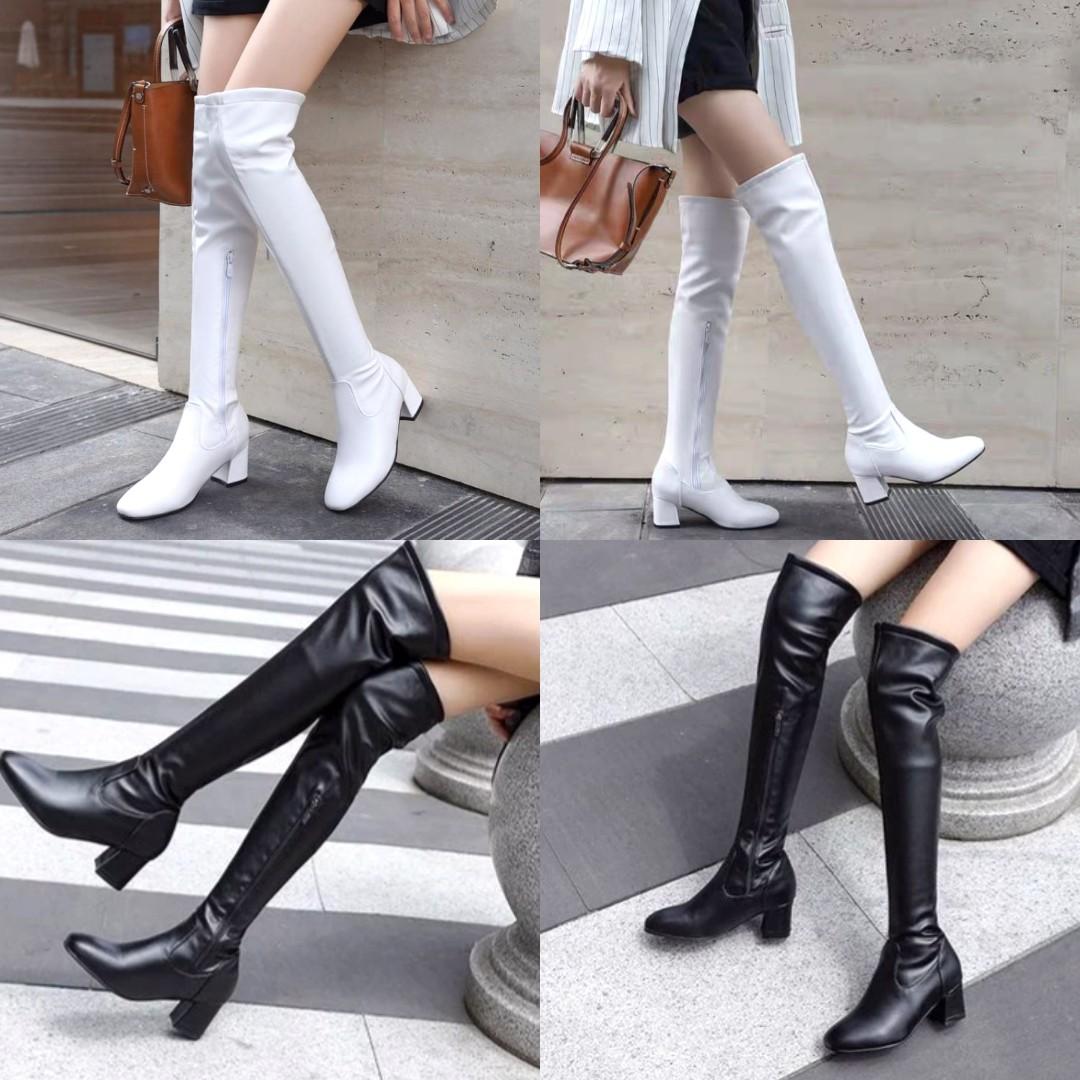 White and clearance black boots