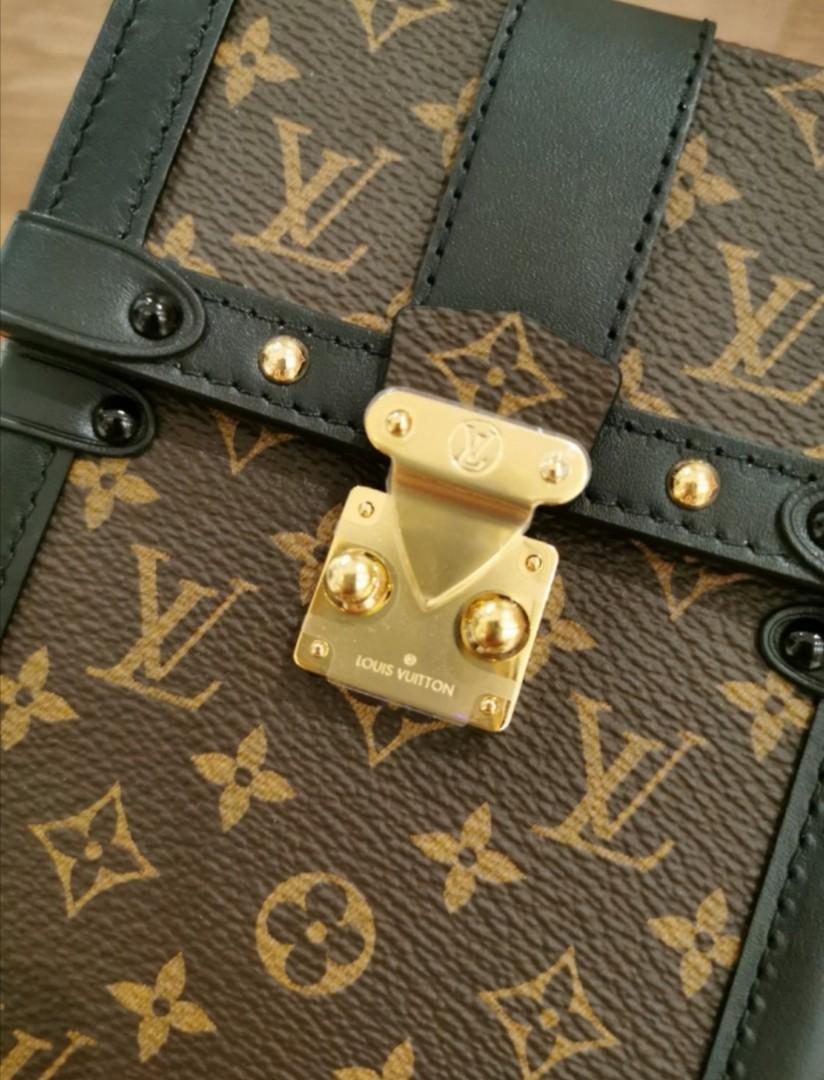 LOUIS VUITTON, REVERSE MONOGRAM POCHETTE TRUNK VERTICALE OF COATED CANVAS  WITH POLISHED BRASS HARDWARE, Handbags & Accessories, 2020