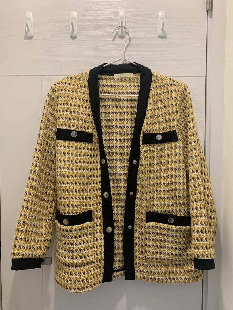 Maje Yellow Tweed Jacket 2024 www.alhudapk