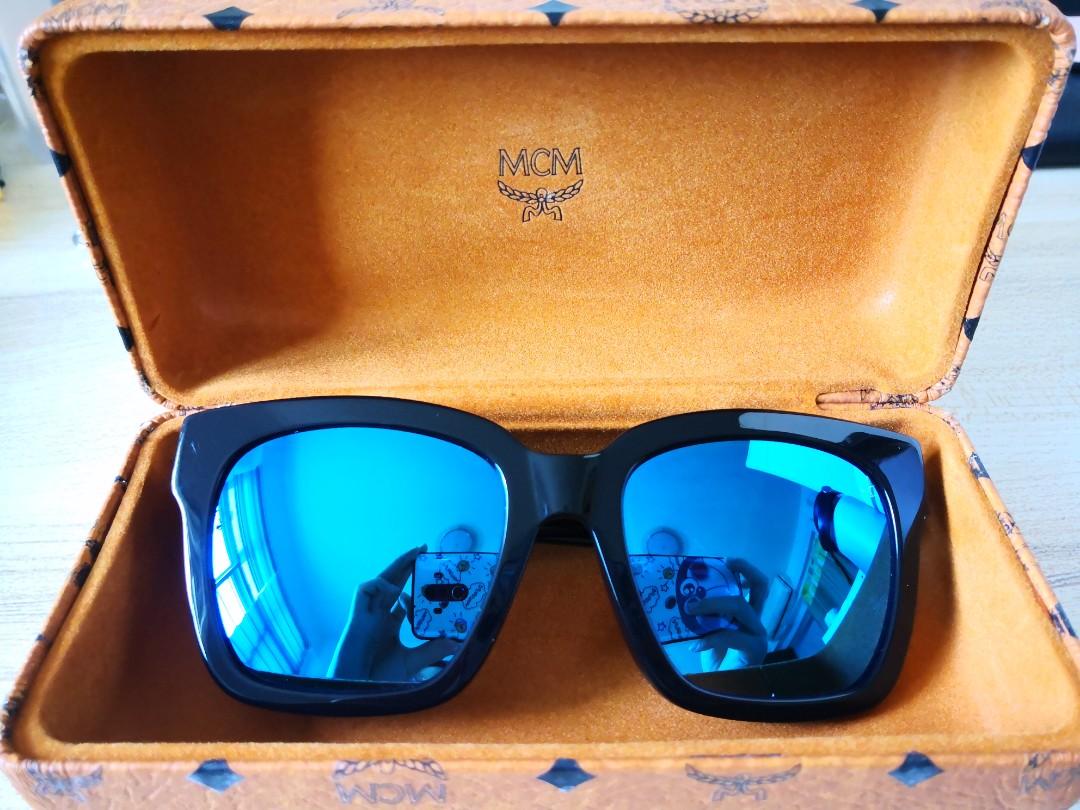 MCM Sunglasses NWT 54mm Black Frames Blue Mirror Lenses Women s Fashion Watches Accessories Sunglasses Eyewear on Carousell