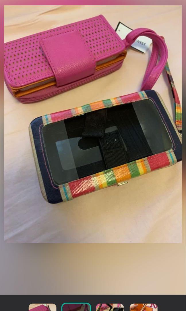 NINE WEST phone case and card holder (Category: Mounts & Holders) located in Muntinlupa City. Submitted by goblinsbrideph (Listing ID 1063280595, Image 2). Description: 1. Stripes hardcase - slightly used, can hold iphone 6/6s / card holder 2. Pink- with tags, purse and card holder Authentic products. Selling for P450 each ****PINK purse is sold!.