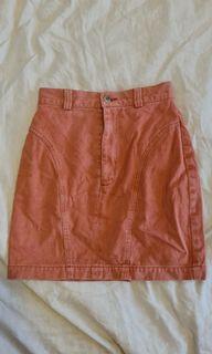 Pink denim skirt