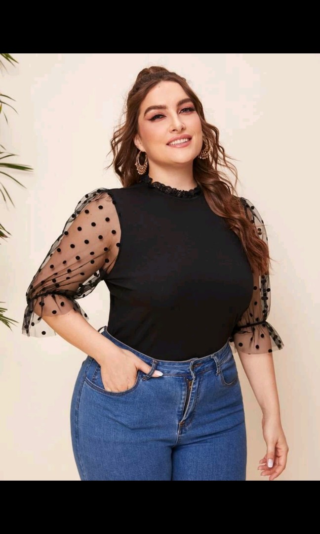 PLUS SIZE LACE TOP (SHEIN), Women's Fashion, Tops, Blouses on Carousell