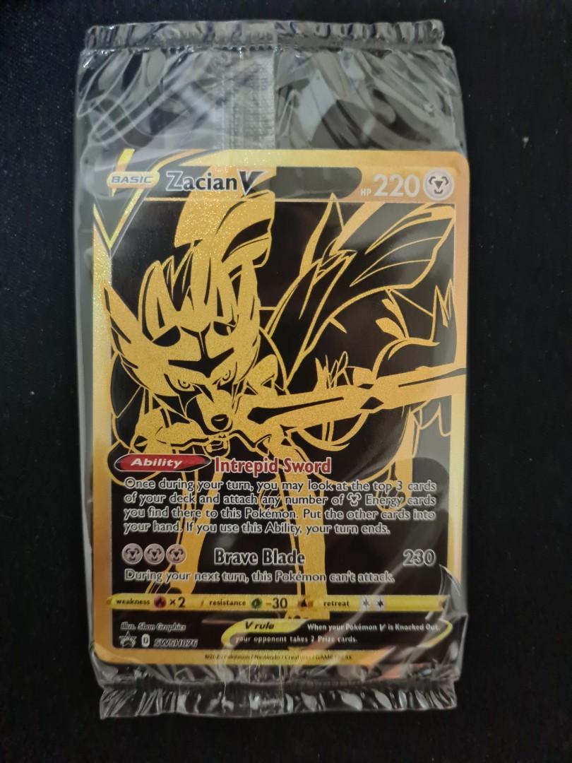 Ultra Rare Zamazenta V SWSH077 Promo Holo Full Art Gold Pokemon Card Sealed
