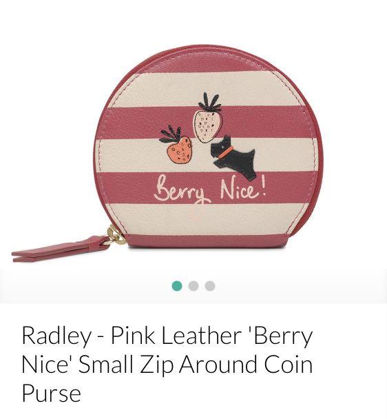 Radley London Pink Leather Berry Nice Small Zip Around Coin Purse