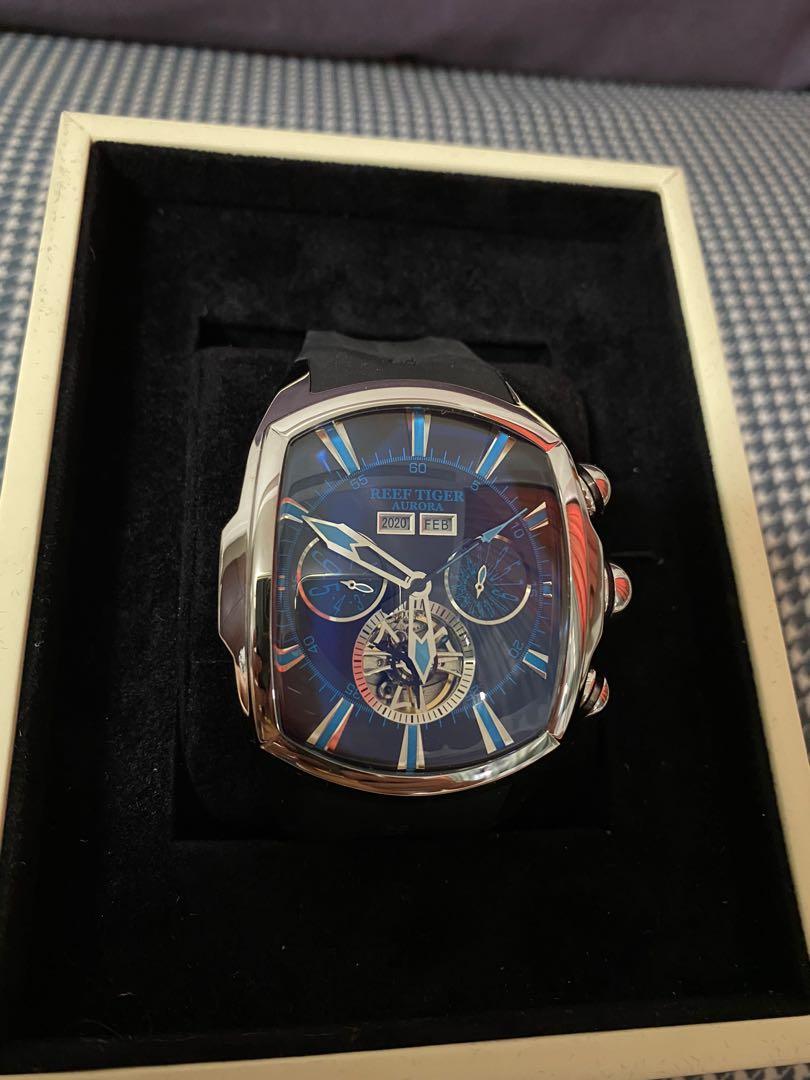Reef Tiger RGA3069 Men s Tourbillon Analog Automatic Watch Aurora Tank II