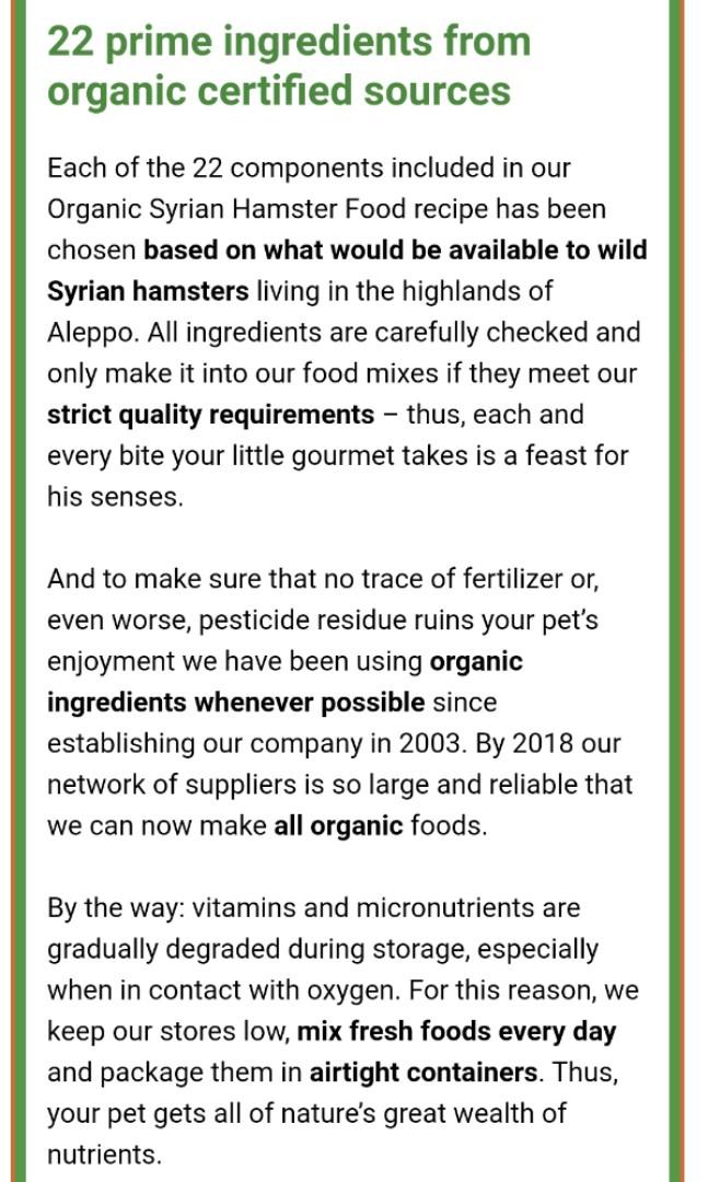 Syrian hamster hotsell food list