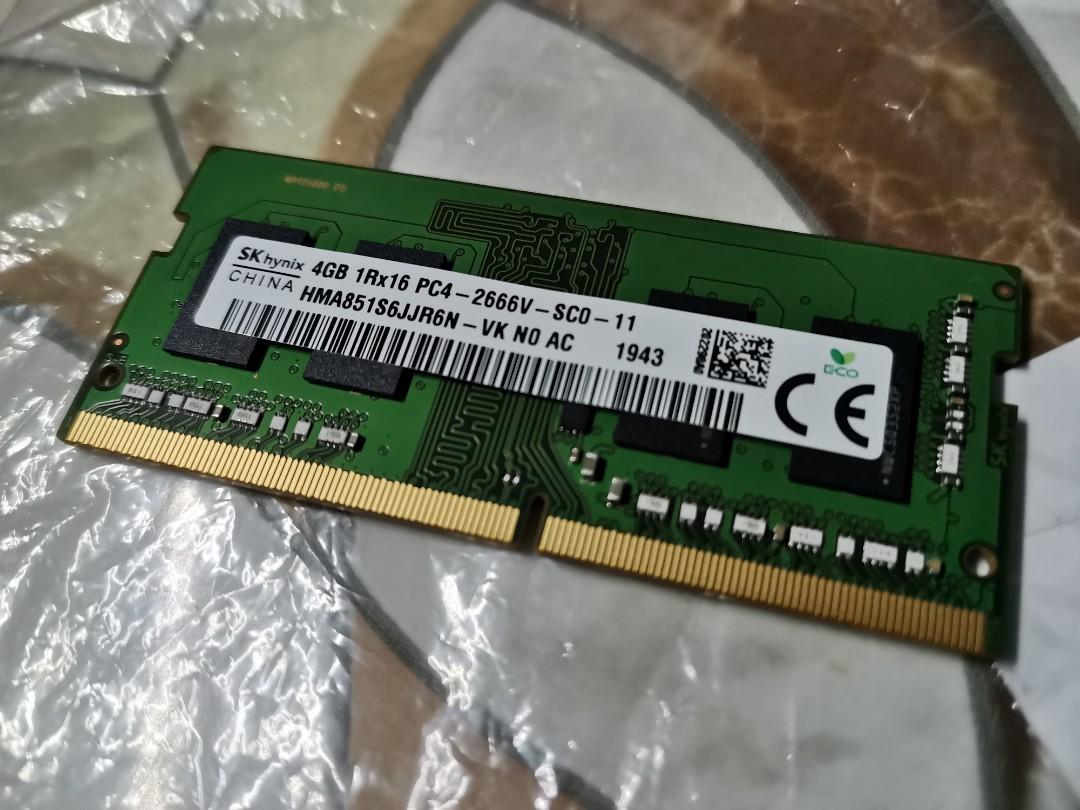 SK Hynix 4GB DDR4 2666MHz Laptop Memory PC4-21300 SoDimm, Computers \u0026 Tech,  Parts \u0026 Accessories, Computer Parts on Carousell