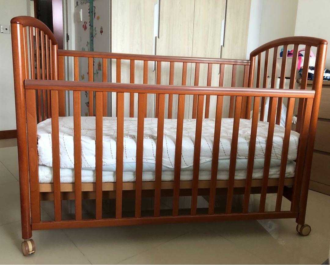 Solid Wood Baby Crib Made In Italy Mattress Babies Kids Baby Nursery Kids Furniture Cots Cribs On Carousell