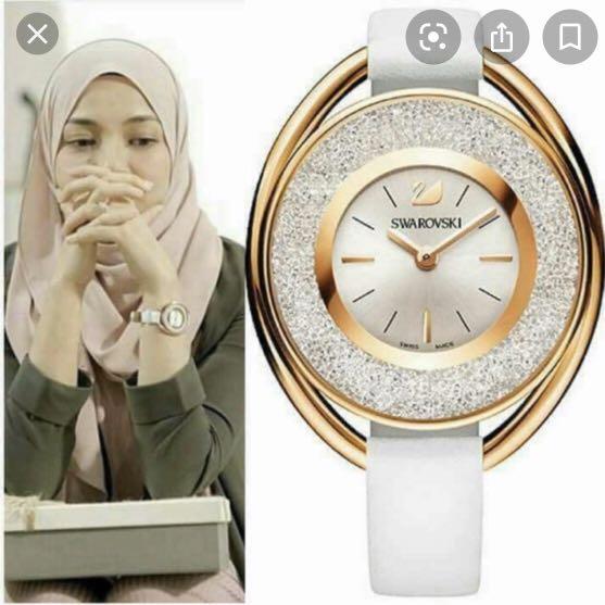 SWAROVSKI CRYSTALLINE OVAL WATCH LEATHER STRAP WHITE ROSE GOLD TONE JAM NEELOFA NAELOFAR DUCK BARBIE BLOOMING