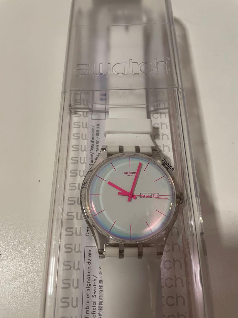 Swatch Suok 713 white, Mobile Phones \u0026 Gadgets, Wearables \u0026 Smart Watches  on Carousell