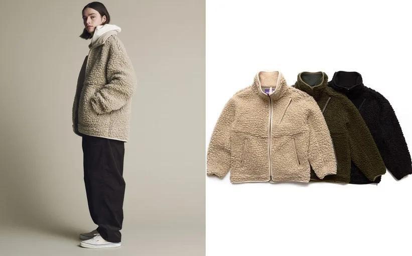 Wool boa fleece field long coat