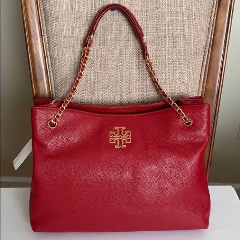 Tory Burch Britten Triple Compartment Tote Red, Women's Fashion, Bags &  Wallets, Purses & Pouches on Carousell