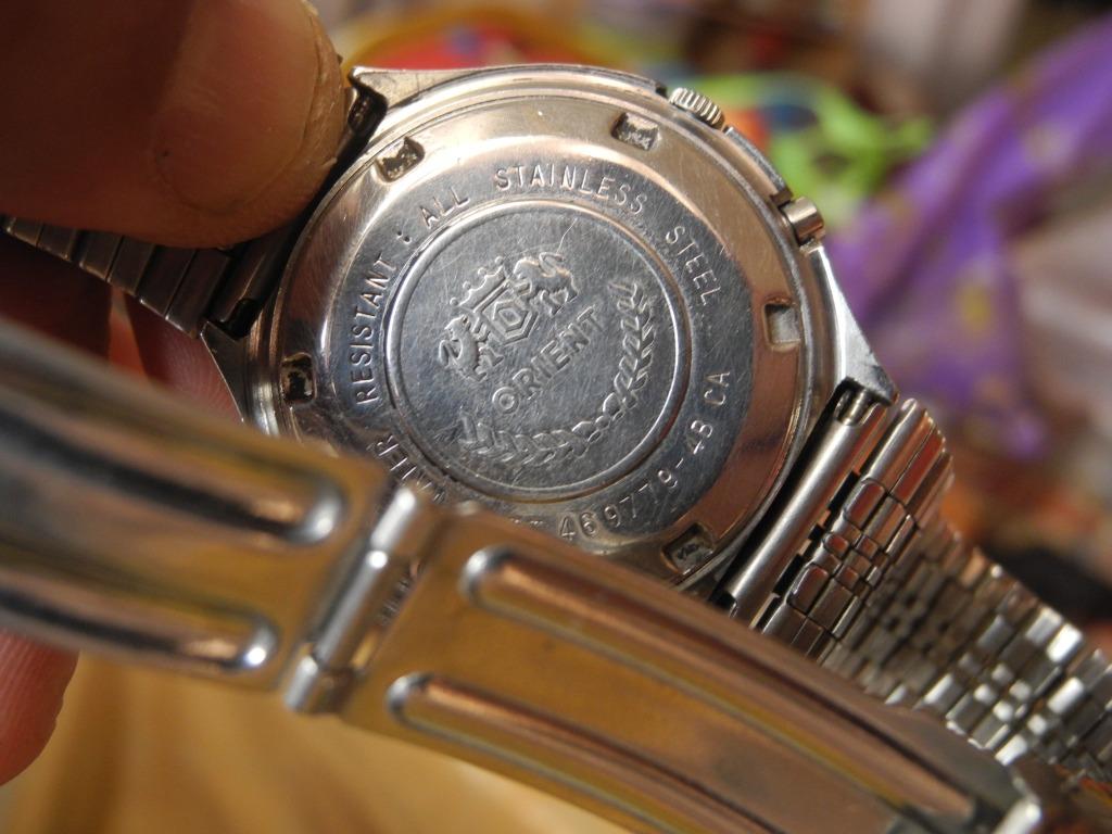 Vintage Orient Crystal 21 Jewels Automatic Blue Silver Dial Watch
