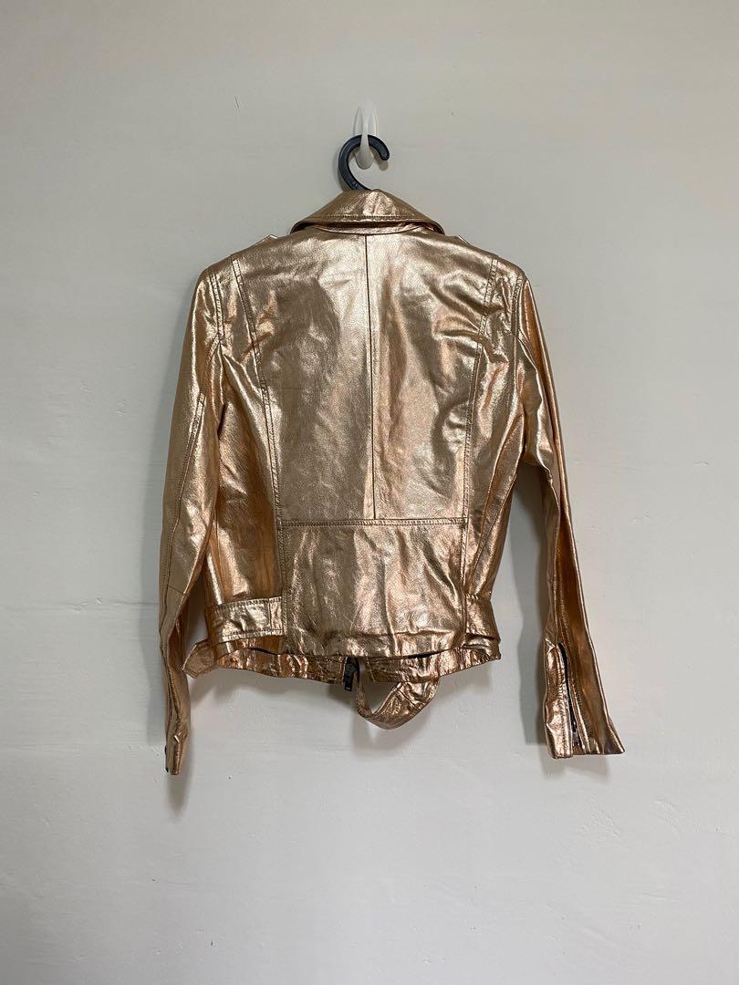 New) Zara Woman Rose Gold Metallic Genuine Pig Leather Jacket, Women'S  Fashion, Coats, Jackets And Outerwear On Carousell