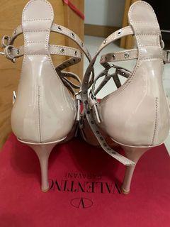 Valentino Garavani Women’s Rock Studded High Heels Sandals Light Grey Color Size 37