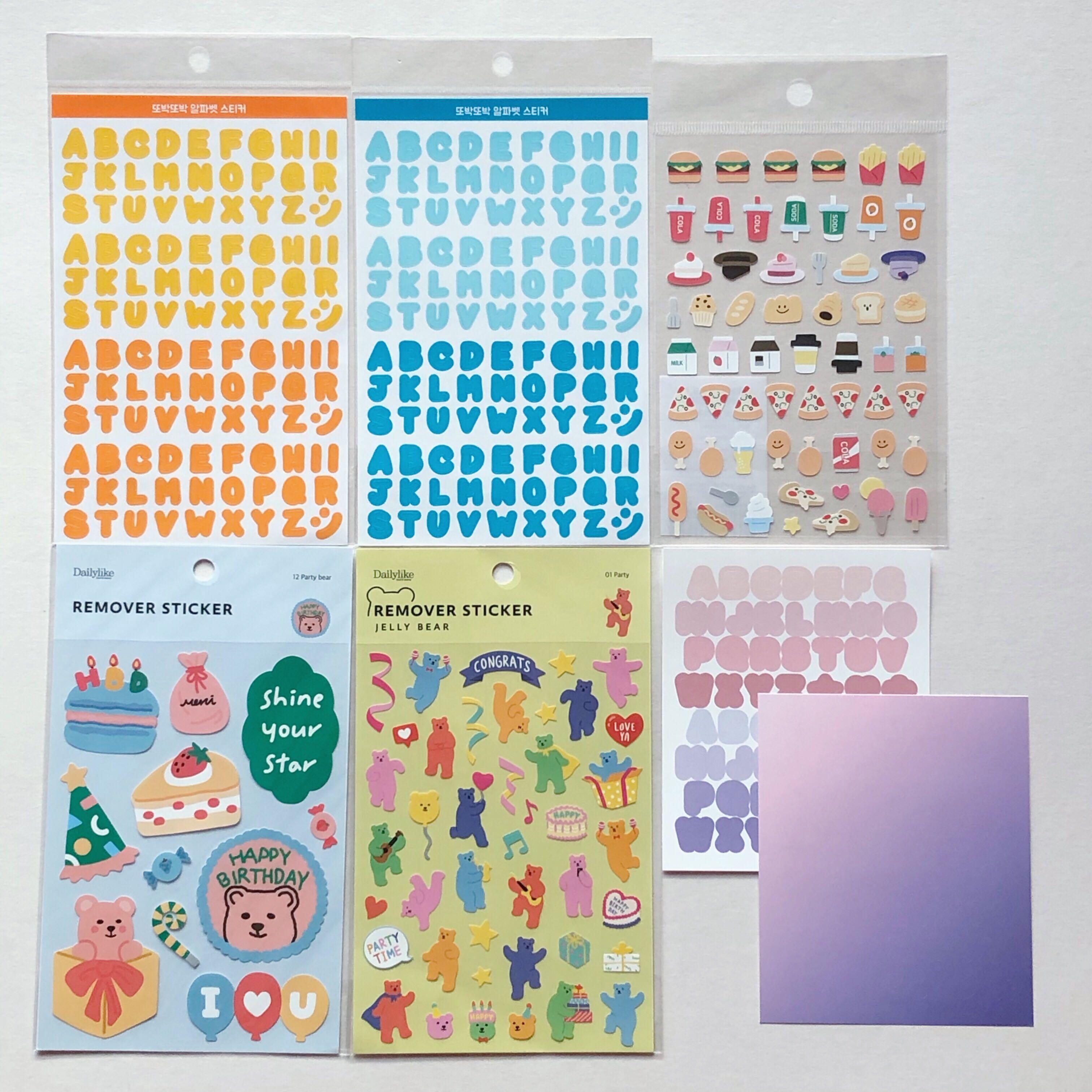 4 50 each korean deco polco journal bujo removable stickers alphabet bears party birthday food hobbies toys stationery craft stationery school supplies on carousell