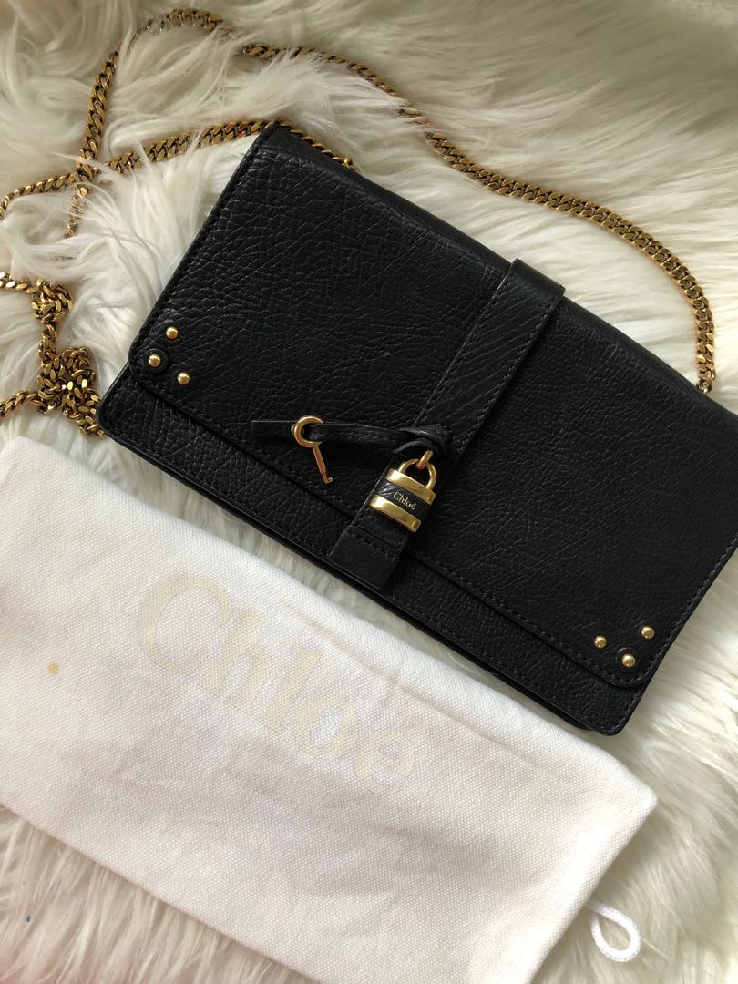 Authentic Chloe Aurore Padlock Wallet On Chain Bag In Black Luxury Bags Wallets On Carousell